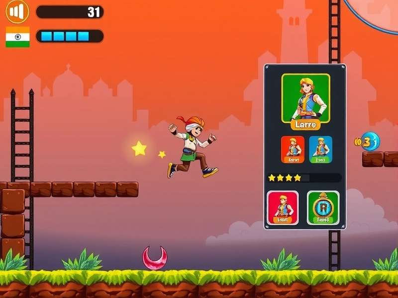 Jump Juggernaut gameplay screenshot showing character jumping between platforms